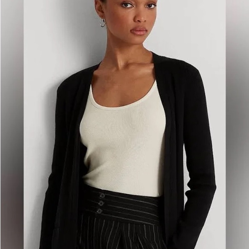 Elegant Women’s Polo Ralph Lauren Black Knit Relaxed Cardigan XSmall